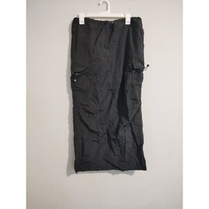 Forever 21 Womens Black Nylon Cargo Maxi Skirt Gorpcore Toggle Waist Size Medium